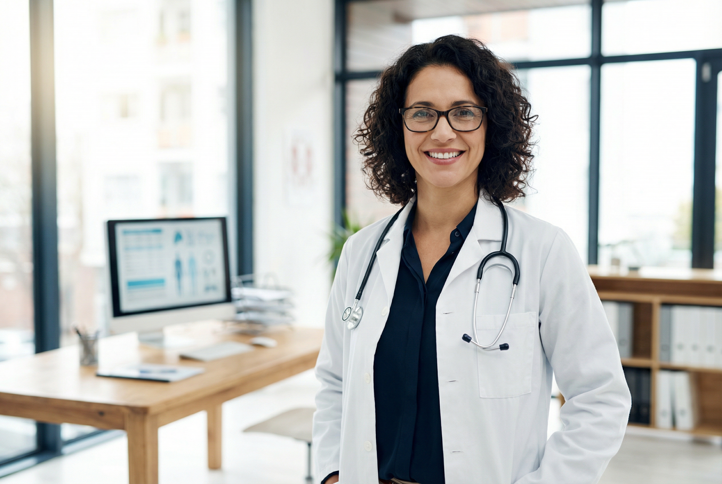 Medical professional reviewing financial plans